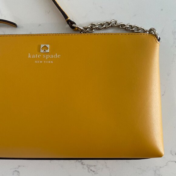 Kate Spade New York Leather Shoulder/Crossbody Designer Bag Golden Rod Yellow - Picture 3 of 16